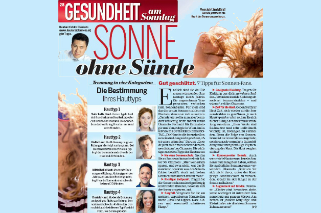 Hautarzt Dr. Okamoto im Interview in der Sonntags-Ausgabe von ÖSTERREICH